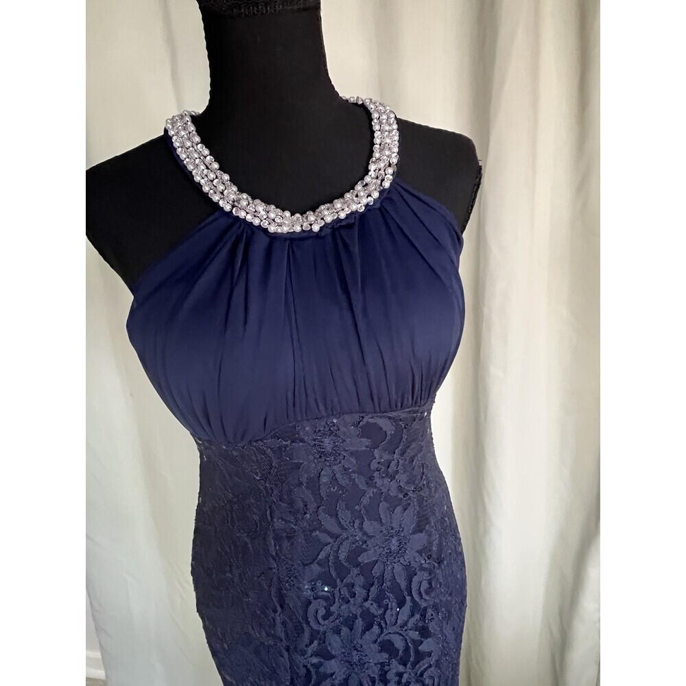 Eureka Evening Gown Navy Halter Medium